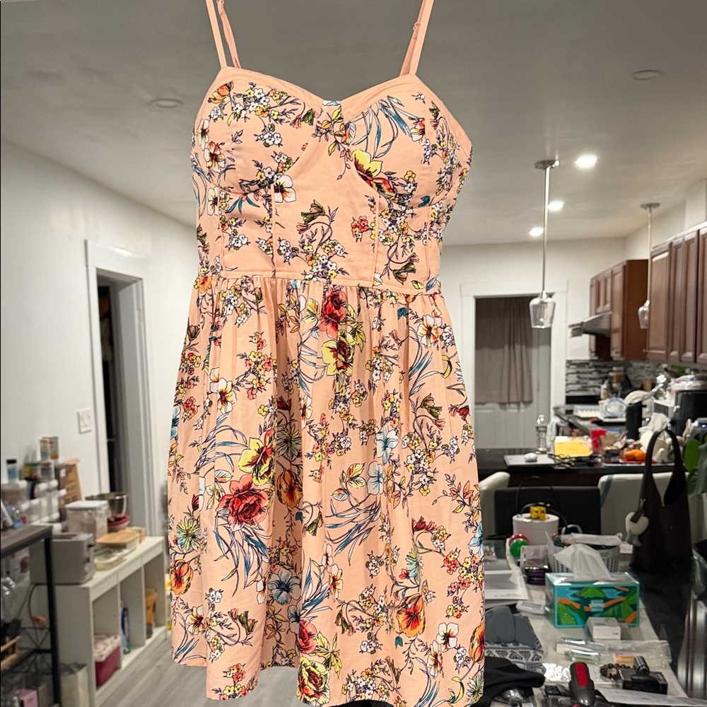 Band of Gypsies Floral Midi Dress - Peach and Multicolor